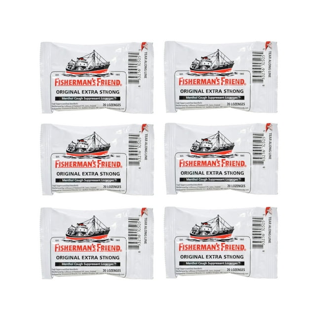 6 Pack Fisherman's Friend Extra Strong Menthol Flavor Lozenges, 20 Each