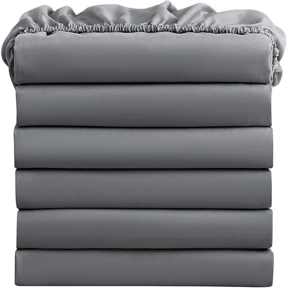 6 Pack Fitted Hospital Bed Sheets with Elastic All Around for a Double Brushed Ultra Soft Breathable 100% Microfiber Sheets, 36” x 84” x 12”