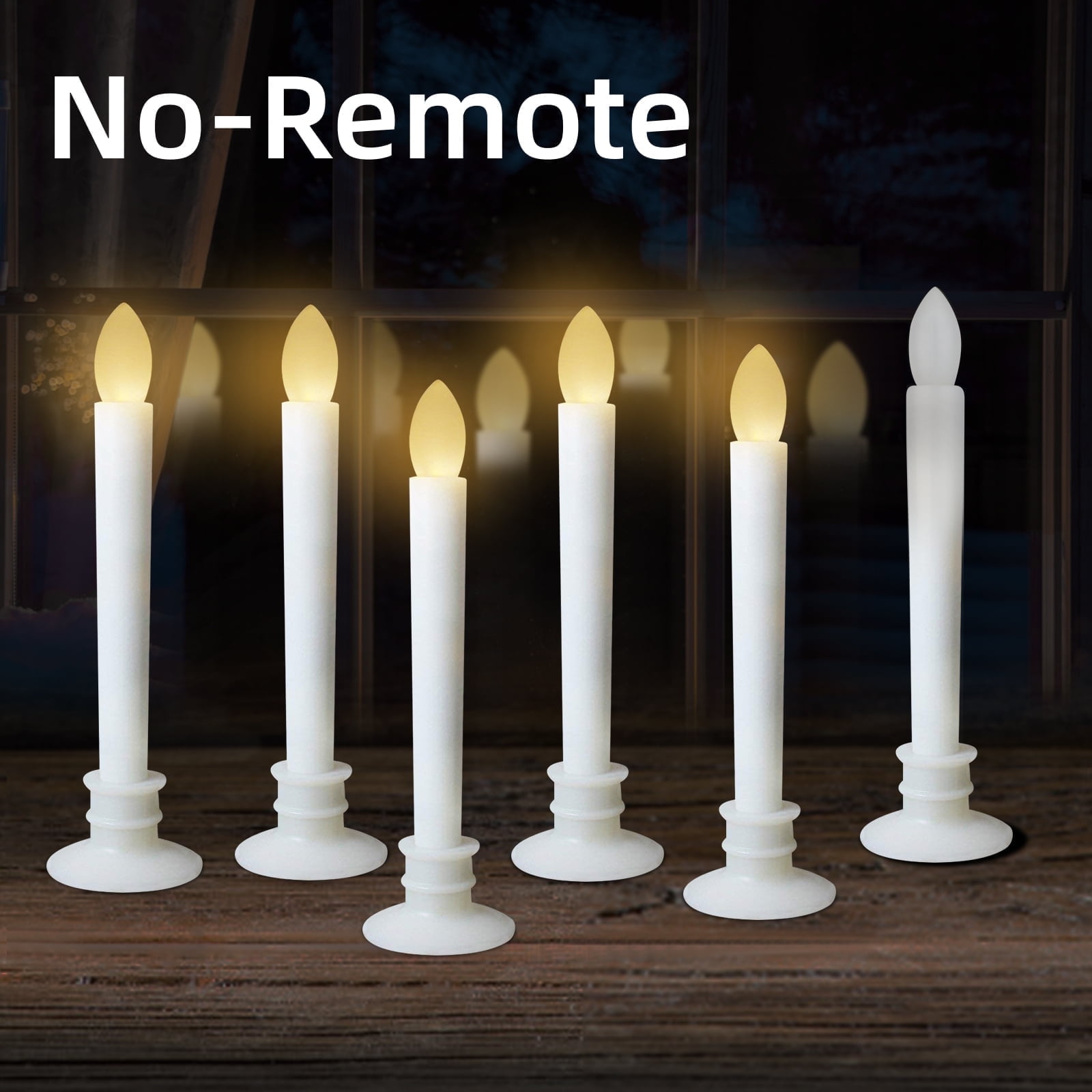 6 Pack Flameless Taper Candles LED Window Candles with Removable Holders With White Base Holiday Wedding Party Decorations