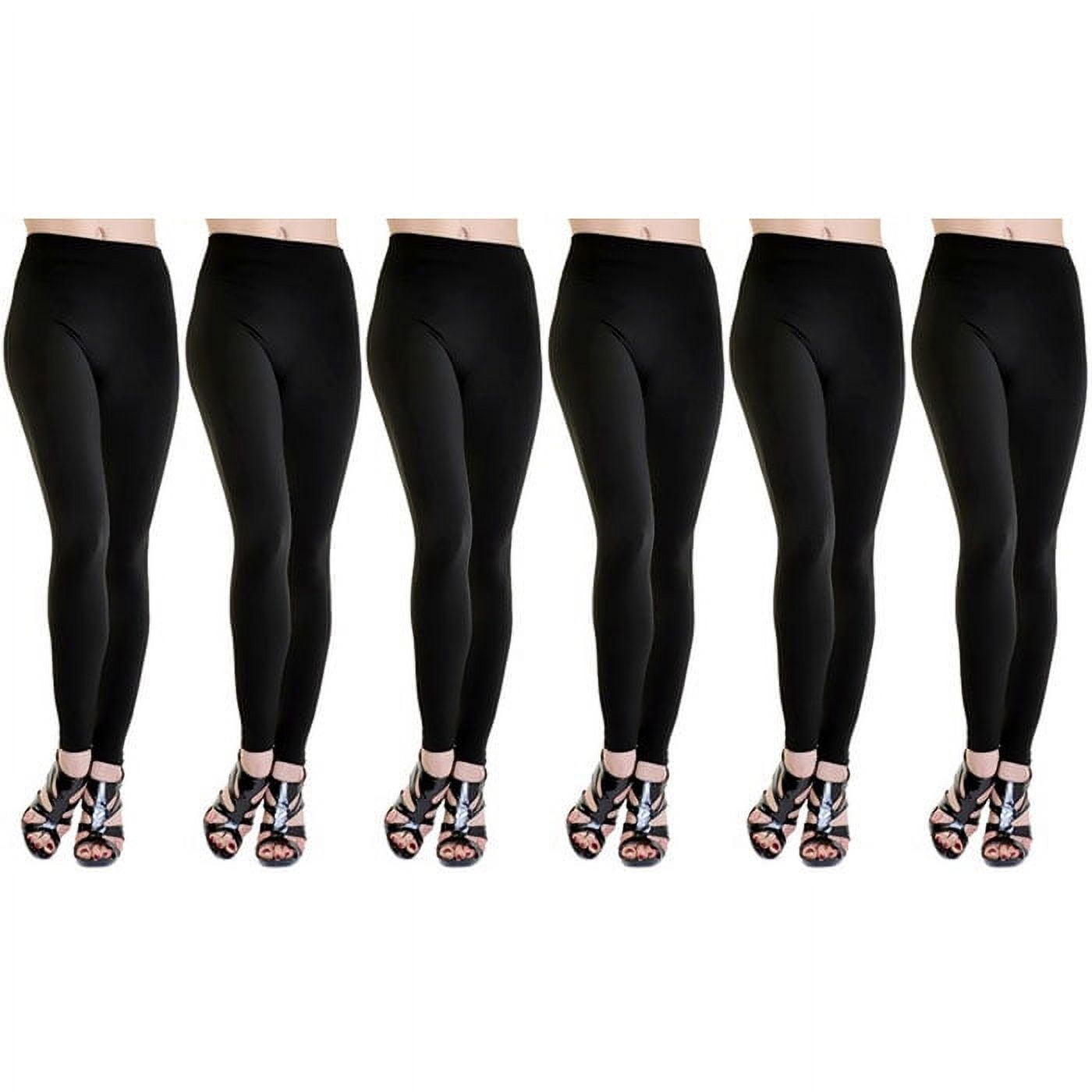 6-Pack Fleece Lined Leggings Midnight Black X-Large Size 1X/2X 