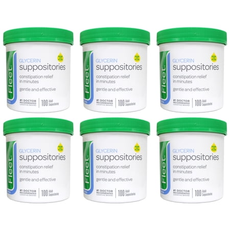 6 Pack Fleet - Glycerin Suppositories, Laxative, Adult Jar, 100 Each