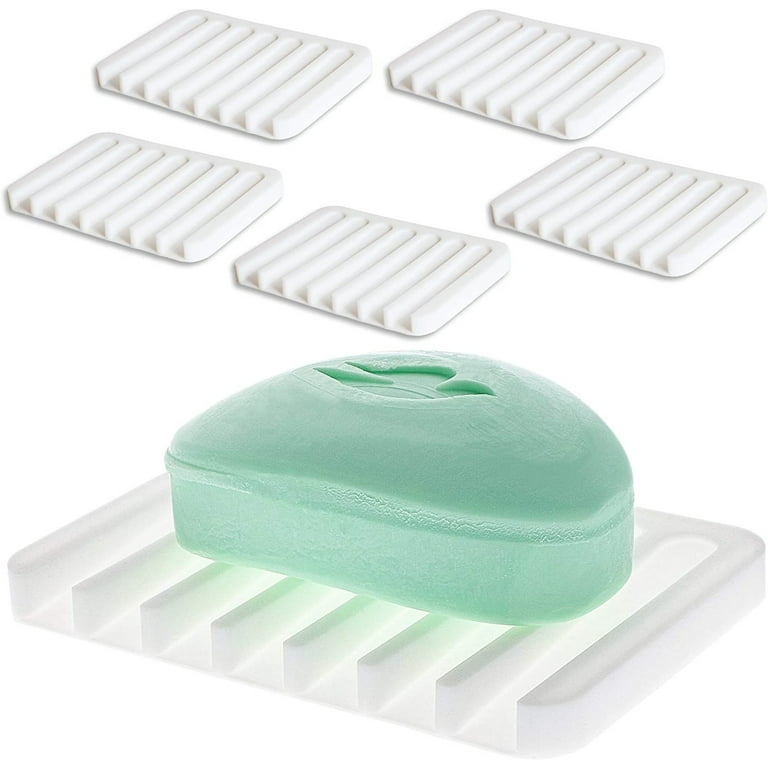 6-Pack Flexible Silicone Soap Saver Dish Drainer Holder Tray, 4.5