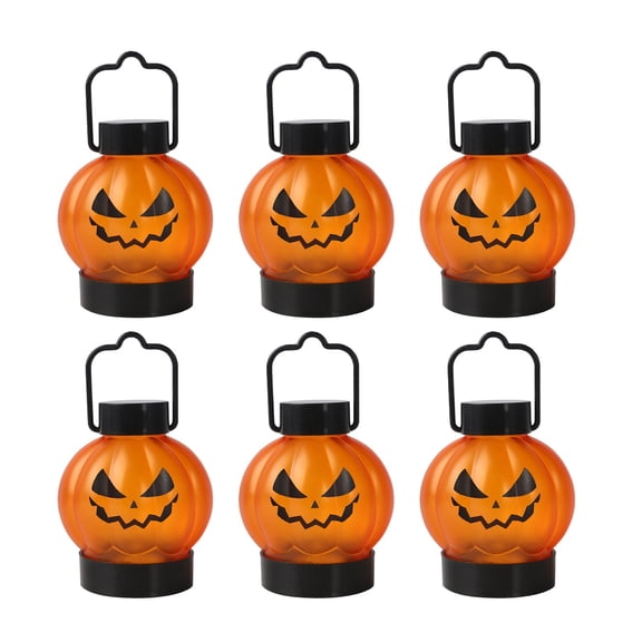 6-Pack Flickering LED Pumpkin Tea Lights – Flameless Halloween Candles with Realistic Jack O’ Lantern Faces, Battery-Operated for Party, Home, and Fall Decorations