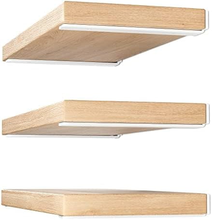 6 Pack Floating Shelf Bracket 12 Inch, Heavy Duty Hidden L Brackets, DIY Rustic Industrial Shelf Brackets with Modern Iron Finish(White)