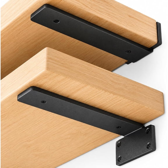 6 Pack Floating Shelf Bracket 6 Inch, Heavy Duty Hidden L Brackets, DIY Rustic Industrial Shelf Brackets with Modern Iron Finish(Black)