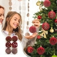 thumbnail image 1 of 6-Pack Flocked Christmas Ornaments - 6cm Red Velvet Hanging Balls for Tree Decor (Lightweight & Shatterproof), 1 of 7