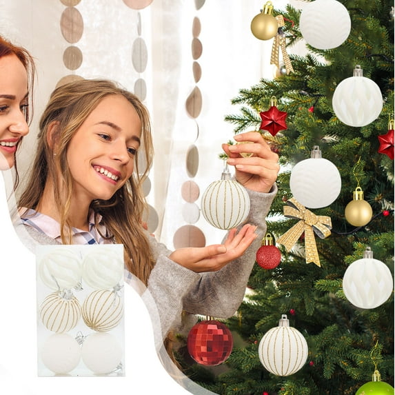 6-Pack Flocked Christmas Ornaments - 6cm Red Velvet Hanging Balls for Tree Decor (Lightweight & Shatterproof)