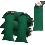 6-Pack Reusable Flood Barrier Bags - Thickened Long Canvas Sandbags with Buckle Clips for Home Flood Control - Quick Water Protection for Door, Window, Garage, and Basement Empty, Sand NOT Included