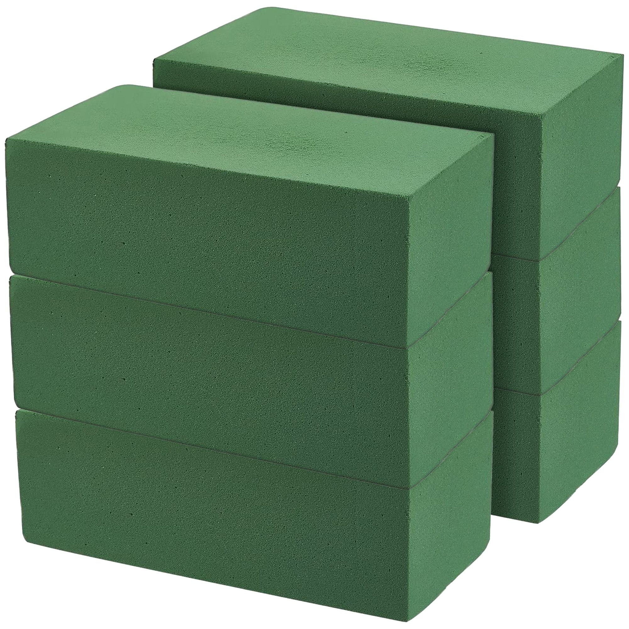 Floral Foam Blocks for Fresh and Artificial Flowers, 6 Pcs Each 8 L x 4 W  x 3 H Wet and Dry Green Florist Foam for Weddings, Birthday Parties and