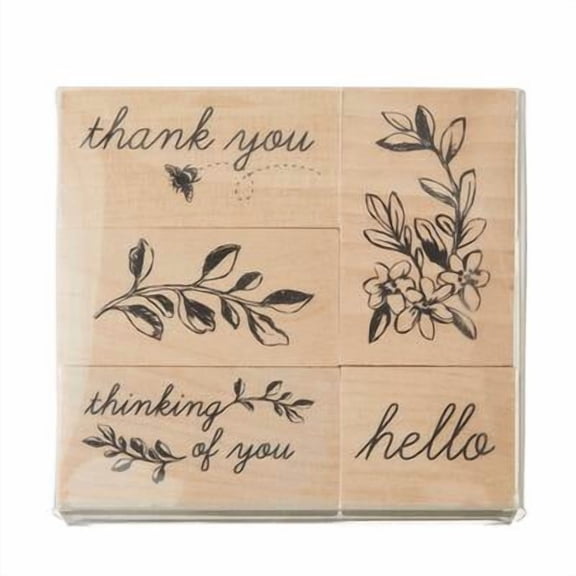 Recollections Floral Hello Wood Stamp Set, 6 Pack