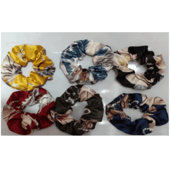 6-Pack Floral Satin Scrunchies for Women, Soft Hair Ties with Elastic Hold