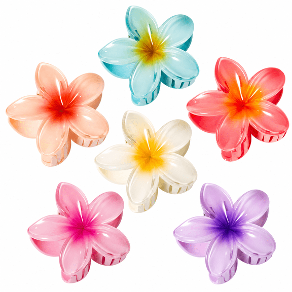 Vigorpace 6 Pcs Flower Hair Clips for Women Girls, Hawaiian Flower Hair Clips, Cute Tropical Summer Beach Hair Accessories