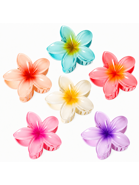 6 Pcs Flower Hair Clips for Women Girls, Hawaiian Flower Hair Clips, Cute Tropical Summer Beach Hair Accessories
