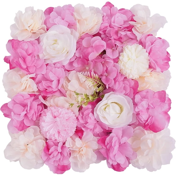 6 Pack Flower Wall Panels 15 x 15 inch 3D Rose Wall Mat Decorative Faux Floral Panel Hydrangea Silk Faux Flower Backdrop for Photo Background Home Wedding Party