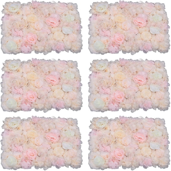Artificial Flower Wall Panels 6 Pack 16 x 24 Flower Wall Mat Silk Rose Flower Panels Faux Floral Backdrop for Wedding Party Backdrop Wall Decoration