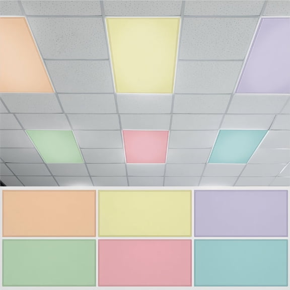 6-Pack Fluorescent Light Covers 4x2 Ft Magnetic Ceiling Light Diffuser Panels for Office , Pastel Colors