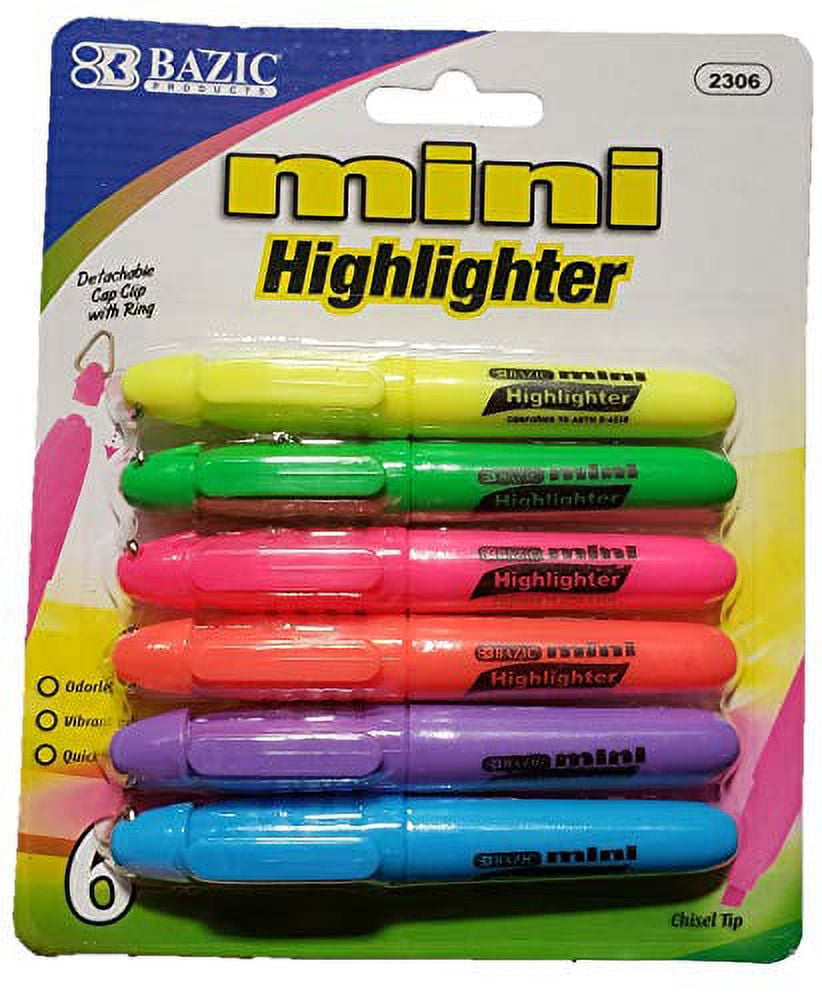 Enday Highlighter Assorted Colors, Mini Colored Highlighters Chisel Tip, Cap with Clip & Keychain Ring, Fluorescent Yellow, Green, Red, Blue, Orange