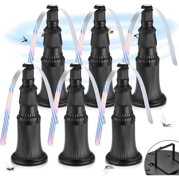 6-Pack Fly Fans for Tables, Battery-Powered Tabletop Fly Repellent with Holographic Blades for Indoor Outdoor Dining, Home, Picnic & Party, Classic