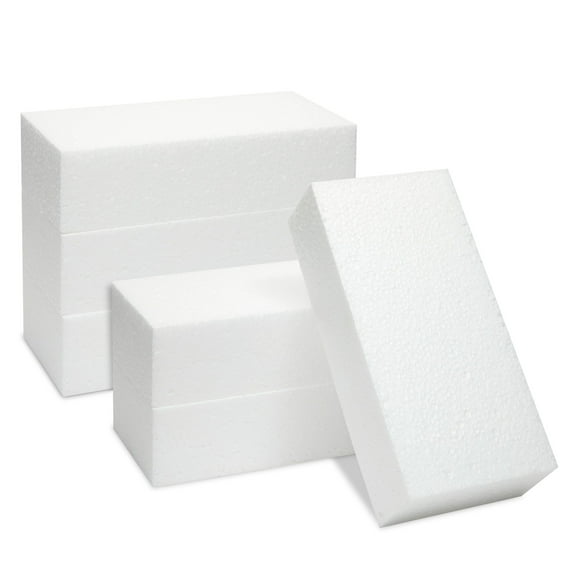Juvale Flower Foam Craft Blocks - White 6-Pack, 8 x 4 x 2 in - Blocks for Flower Arrangements, Packing Foam and DIY Craft Supply