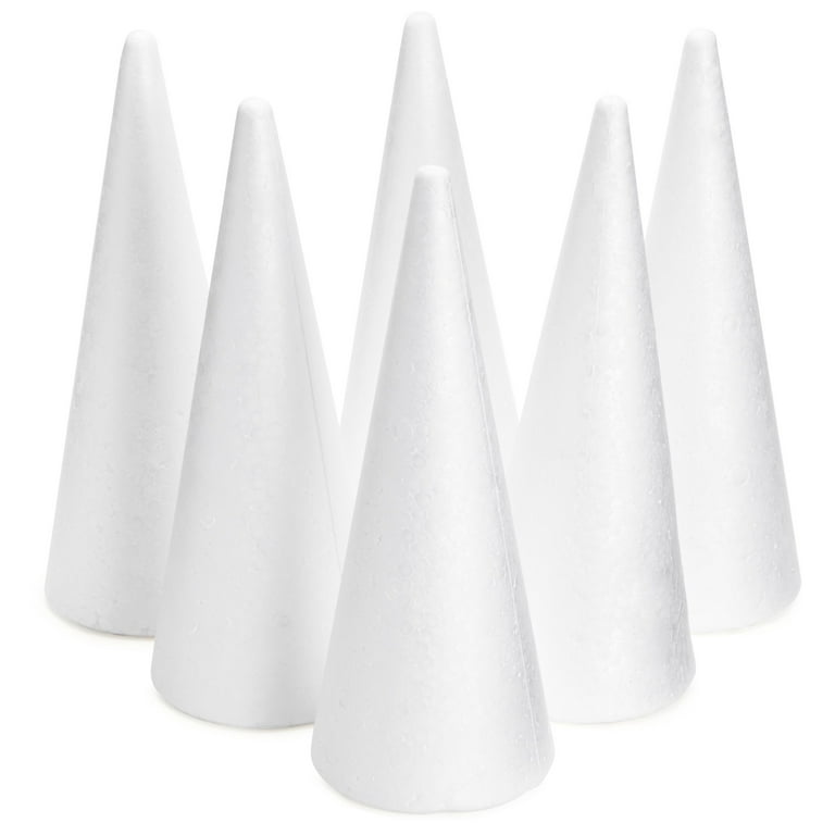 6 Pack Foam Cones for Crafts, DIY Art Projects, Handmade Gnomes, Trees,  Holiday Decorations (3.8 x 9.5 in) 