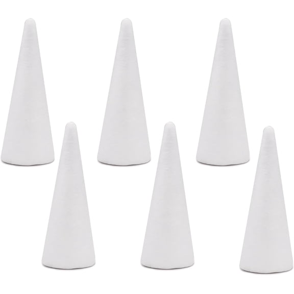 6 Pack Foam Tree Cones Polystyrene Cone 2.75x7.87Inch for Christmas Tree Project Making Wedding Table Centerpiece Arts Crafts Supplies and Floral Arrangement