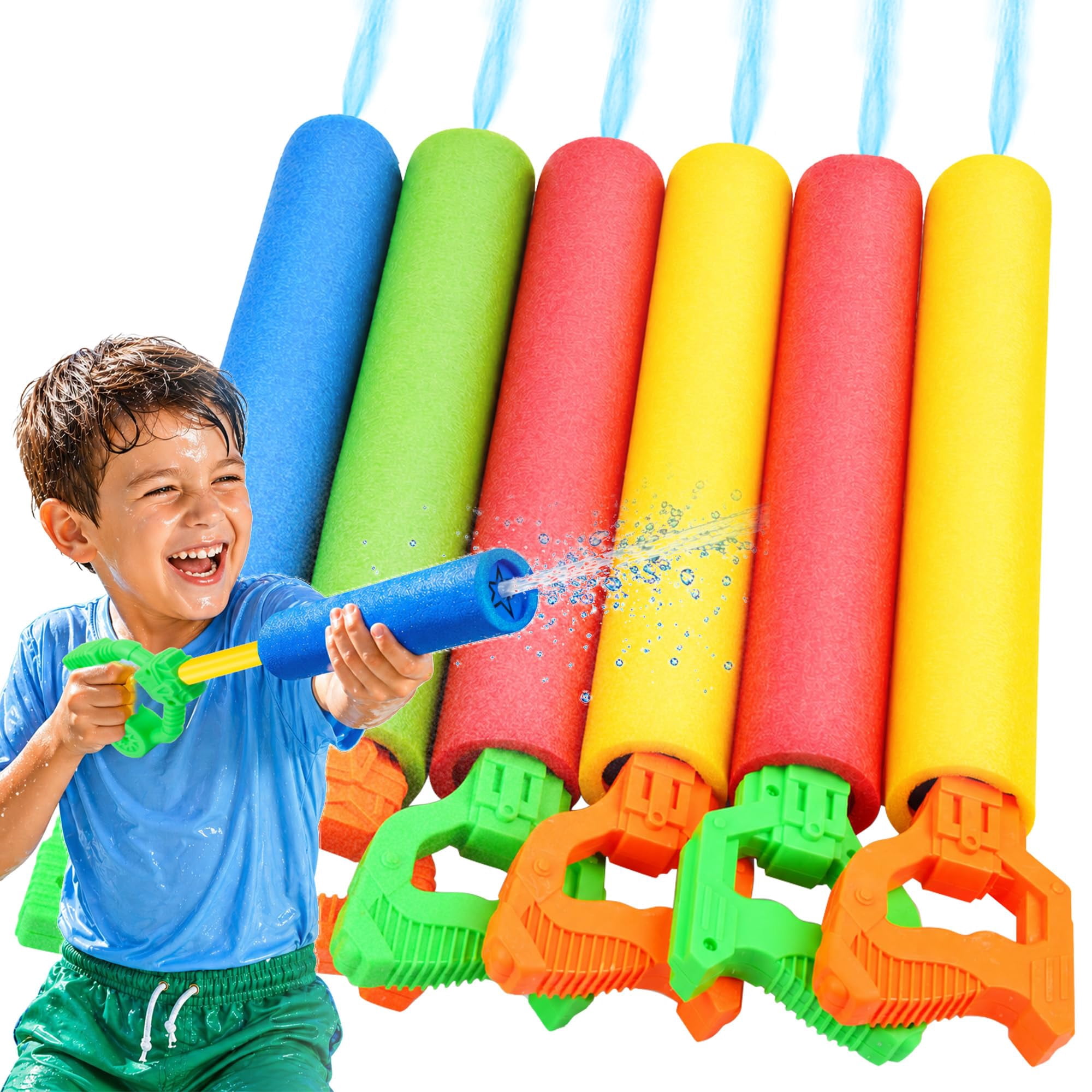 6 Pack Foam Water Blaster Squirt Guns Outdoor Summer Play