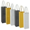 thumbnail image 1 of Juvale Wine Gift Bags for Wine Bottles - Pack of 6, 3.8 x 14 x 3.3 In, Silver, Black & Gold - Foiled Glitter Finish with Rope Handles - Champagne Bottle Gift Bag, 1 of 8