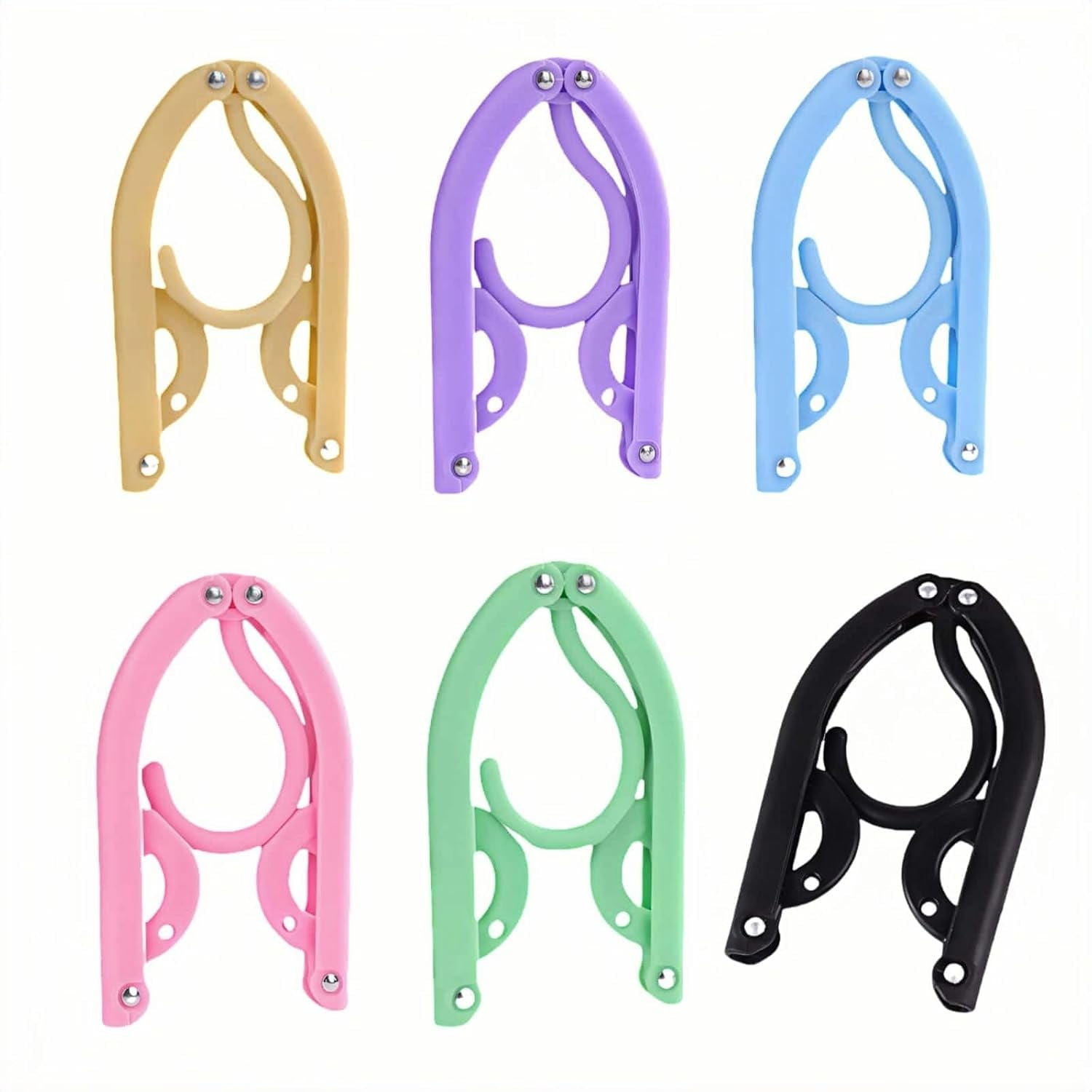 6 Pack Foldable Clothes Hangers for Travel - Portable, No Slip ...