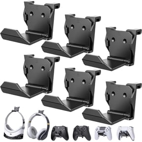 6 Pack Foldable Controller Wall Mount Holder for PS5/PS4/Xbox/Switch Controller Stand Hanger with Anti-slip Pad Universal Gaming Remote & Headphone Accessories