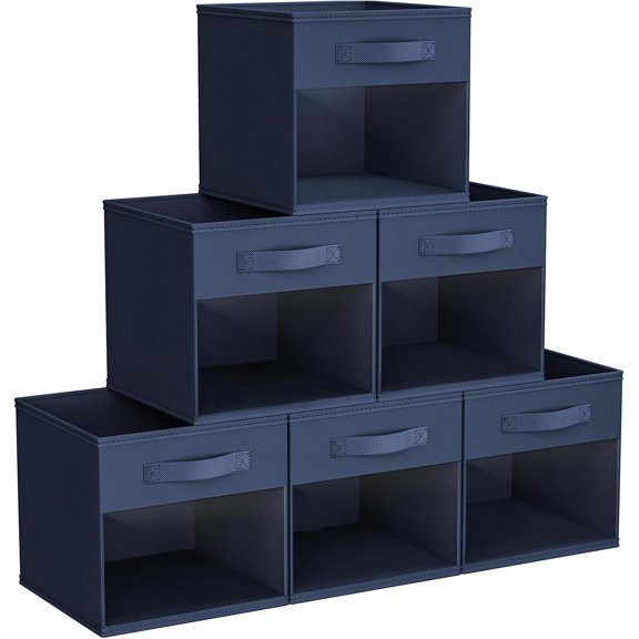 6 Pack Foldable Storage Cubes with Window and Handle, 11x11 Inch Storage Bins for Closet Organization, Clothes, Toys, Books Storage Organizer Boxes
