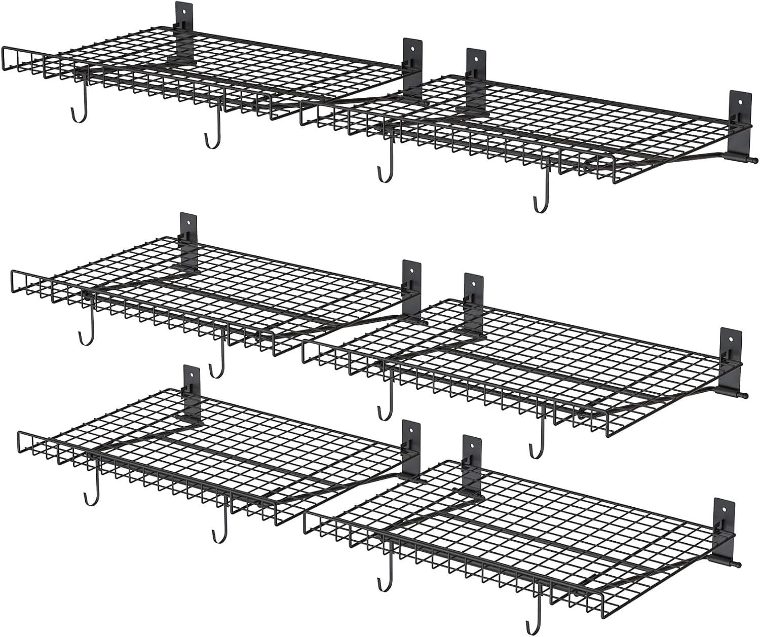 6 Pack Foldable Wall Shelf, Wall Mounted Garage Storage Shelves, Heavy ...