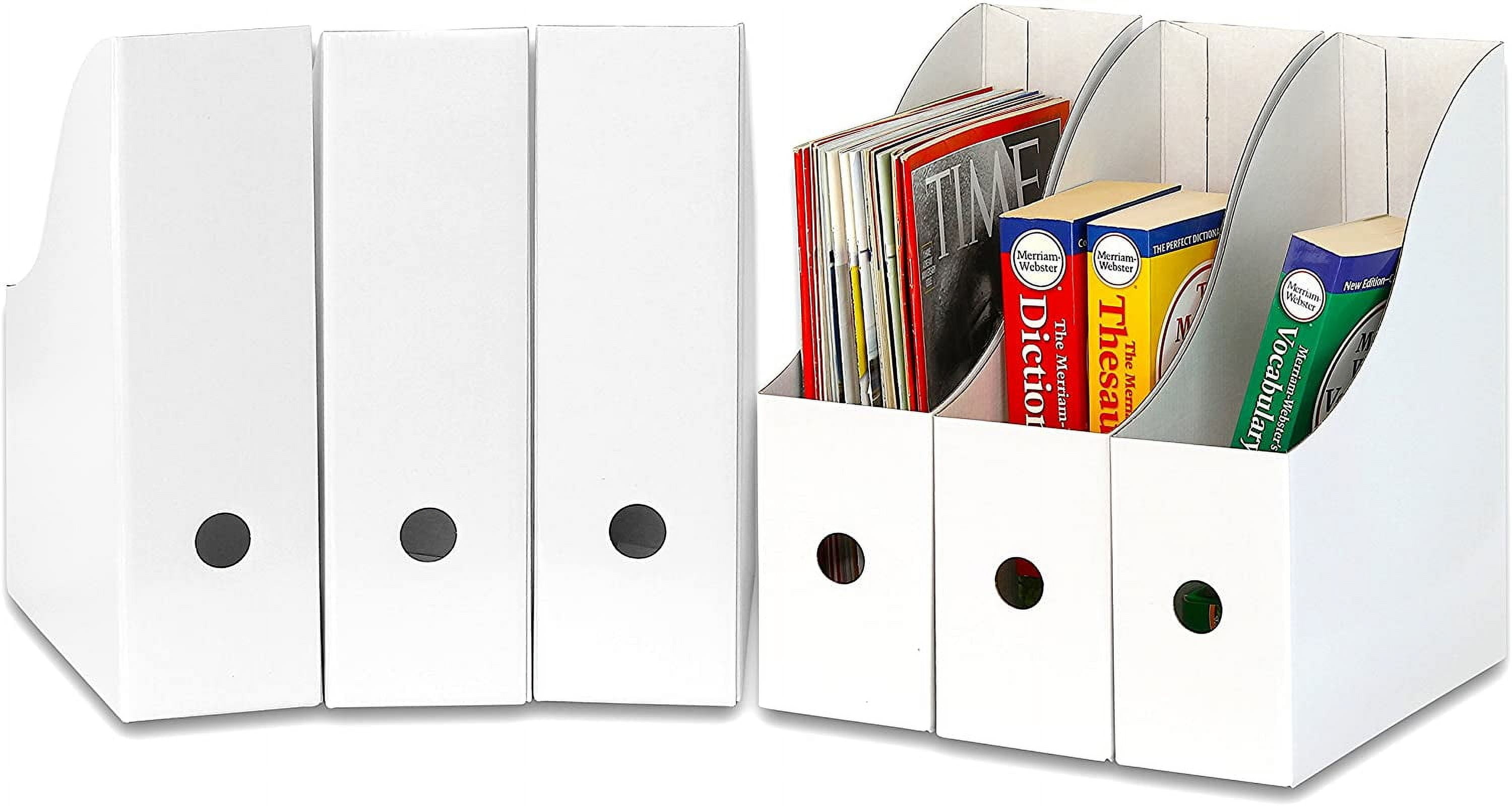6-Pack Foldable White Cardboard Magazine File Holders for Home and ...