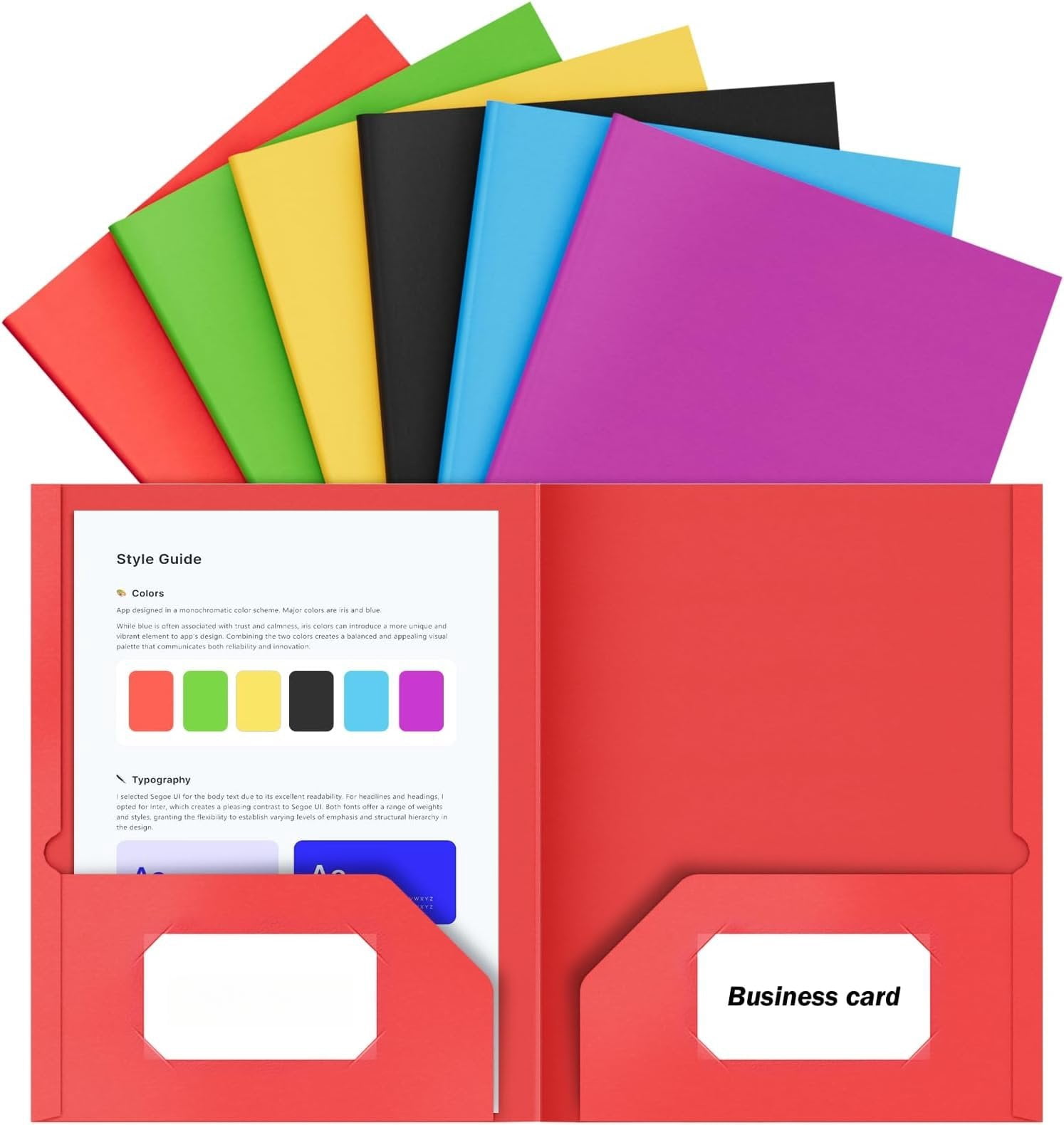 6 Pack Folders with Pockets, 2 Pocket Folder Colored File Folders ...