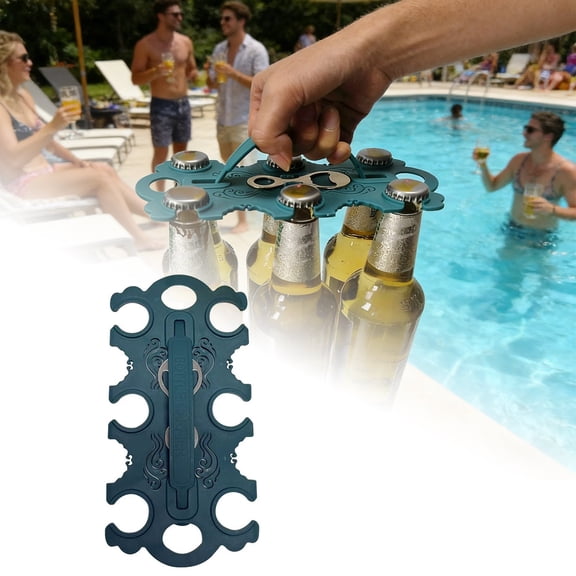 6-Pack Folding Bottle Carrier with Built-In Opener, Portable Beverage Holder for Parties, Picnics & BBQs, Space-Saving Bottle Lifter for Home & Outdoor Use (2 Colors Available)