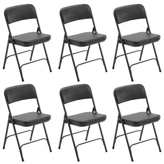 6 Pack Metal Folding Chairs with Padded Seat and Back, for Home and Office, Indoor and Outdoor Events Party Wedding, Black