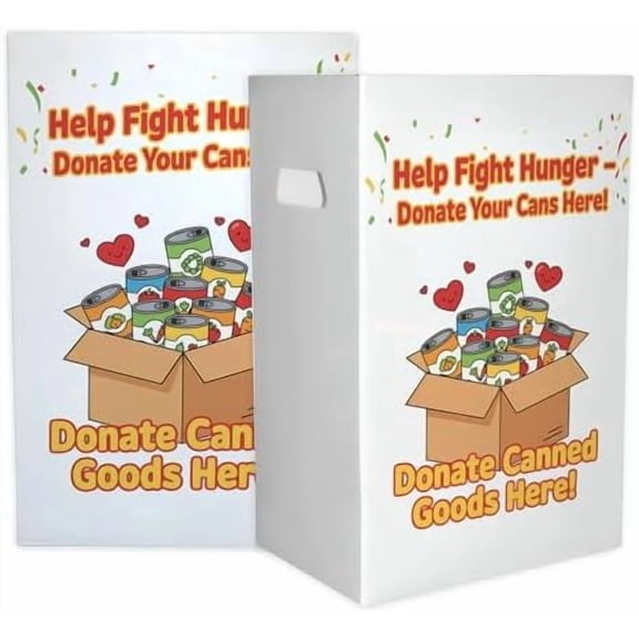 6-Pack Food Drive Donation Bins 22.3 Gallon Collapsible Boxes with Handles, Durable Corrugated Plastic Collection Containers, Reusable & Recyclable Charity Drive Bins Made in USA