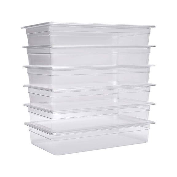 6 Pack Food Pans with Lids,Full Size 4in Deep Commercial Clear Square Freezer Food Storage Containers,Heat-Resistant,Freezer-Safe To Vegetables,Fruits, Meats, Grains, for Kitchen Restaurant