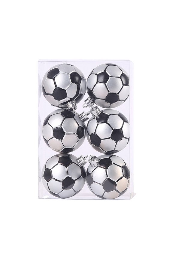 6 Pack Football Christmas Ball Ornaments, 2.36 Inch Shatterproof Xmas Tree Ornaments Balls with Hanging Loop, Sports Theme Tree Decor Christmas Balls Ornament Decoration for Christmas Decorations