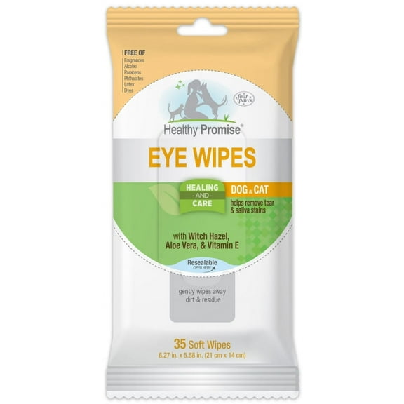 6 Pack Four Paws Eye Wipes Tear Stain Remover [Cat Wipes, Dog Grooming Wipes, Dog Eye Care, Cat Ear and Eye Care, Bulk Cat Supplies, Four Paws] 210 count (6 x 35 ct)