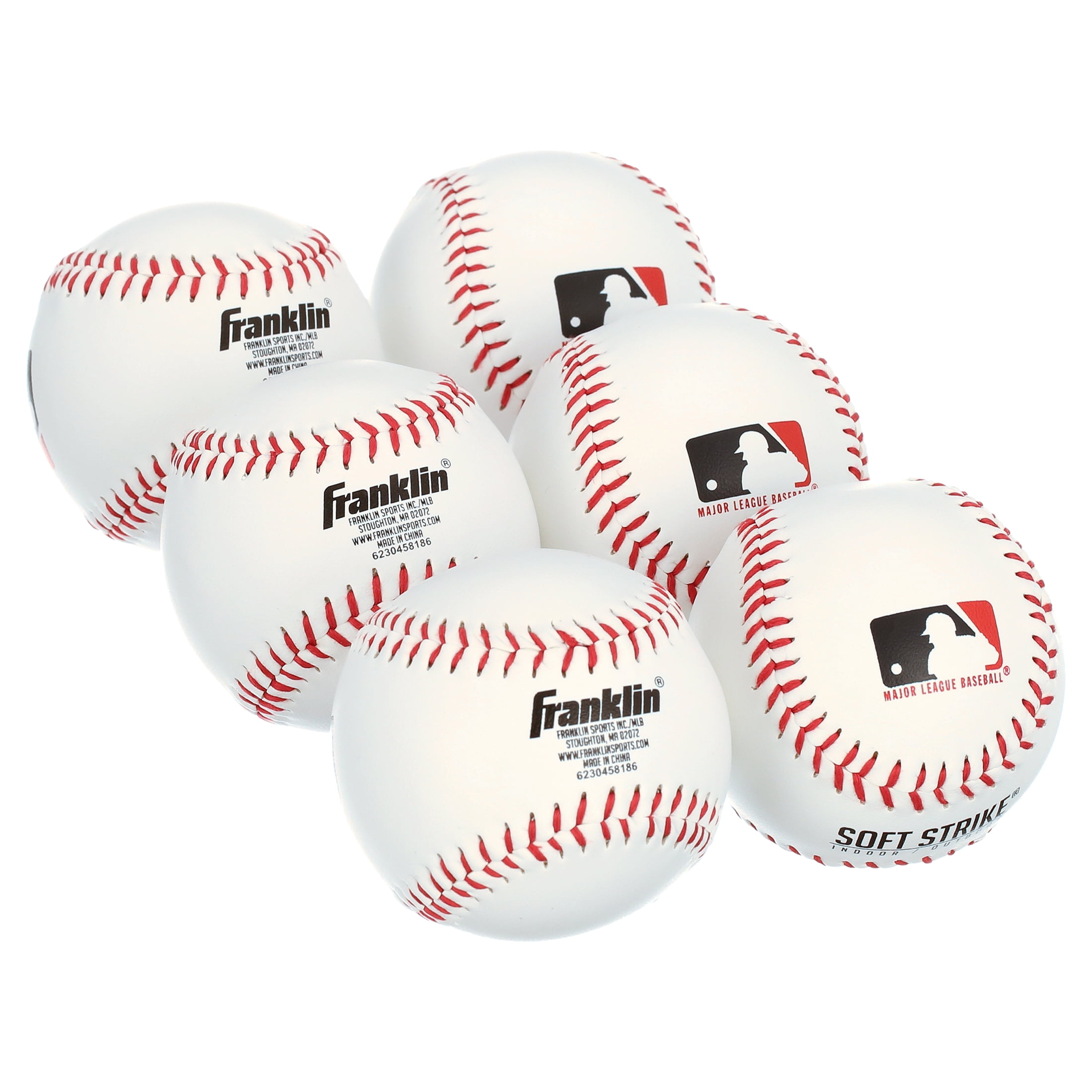Franklin Sports MLB Soft-Strike Teeballs, Official Size, 6 Pack
