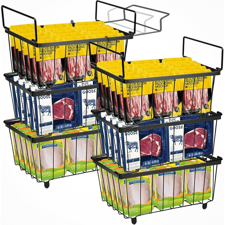 Lnrueg 2-Pack Adjustable Chest Freezer Organizers, Expandable Vege Deep Freezer Storage Bins Expandable Chest Freezer Baskets - 2-Pack Deep  Freezer Organizer Expandable Storage Bins