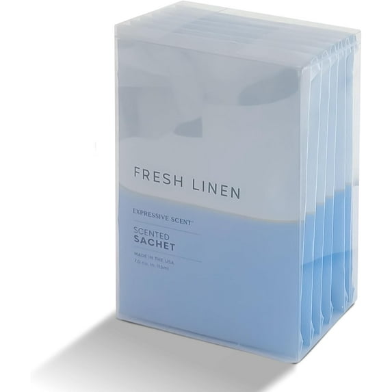 6 Pack Fresh Linen Large Scented Sachet Envelope by Expressive Scent