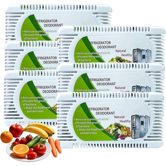 6 Pack Fridge Deodorizer, Refrigerator and Freezer Deodorizer Odor Eliminator Reusable, Unscented Activated Carbon Odor Absorber and Moisture for Freezers, Coolers, Closet and Trash Can