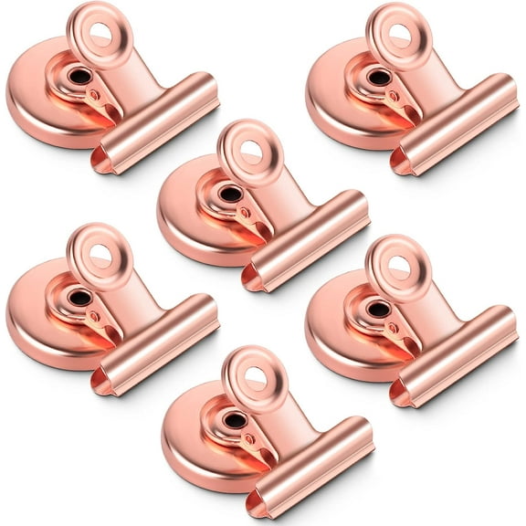 6 Pack Fridge Magnets Clip Magnetic Clips Heavy Duty, Clips Magnets for Fridge, Strong Refrigerator Whiteboard Magnets Clips for Fridge, Whiteboard, Office, School, Kitchen(Rose Gold)