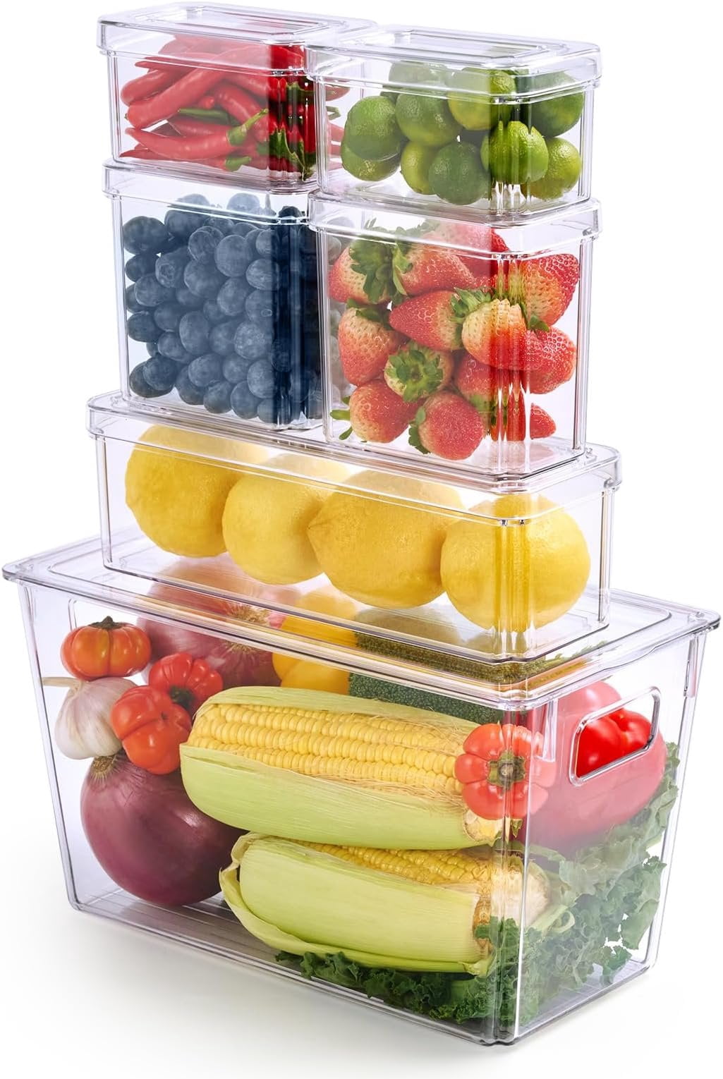 Image result for 6 Pack Fridge Organizers and Storage, Stackable Fridge Organizer Bins ...