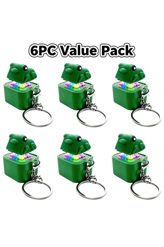 6 Pack Frog Croaking Fidget Toy, Frog Croaking Keychain with Sound LED lights, Rechargeable Keyboard Clicker, Fun Gifts, Portable Noise Keychain Toy