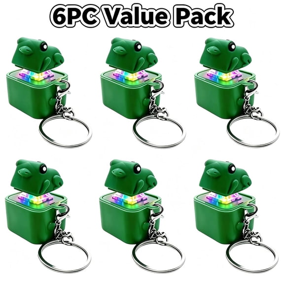 6 Pack Frog Croaking Fidget Toy, Frog Croaking Keychain with Sound LED lights, Rechargeable Keyboard Clicker, Fun Gifts, Portable Noise Keychain Toy
