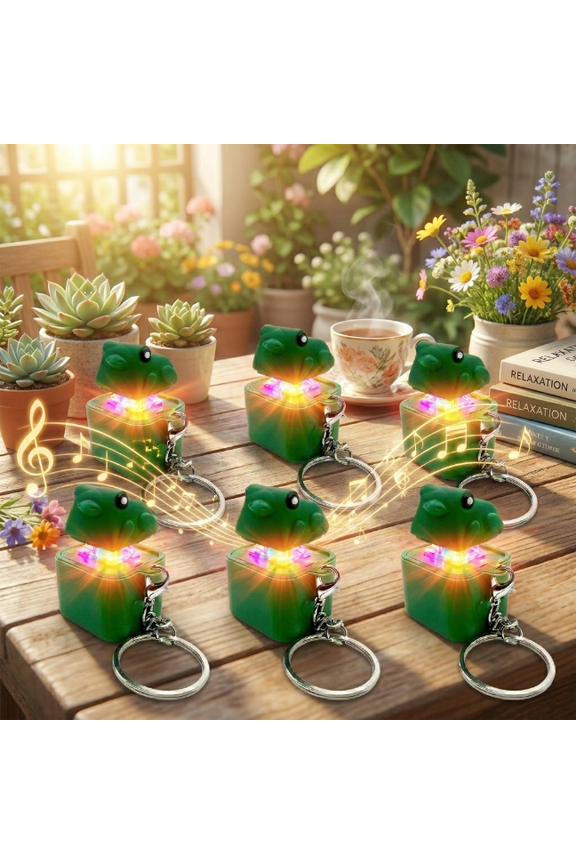 6-Pack Frog Croaking Fidget Toy Keychain, Mechanical Keyboard Clicker with LED Lights,Sensory Stress Relief Toy for Adults,USB Rechargeable