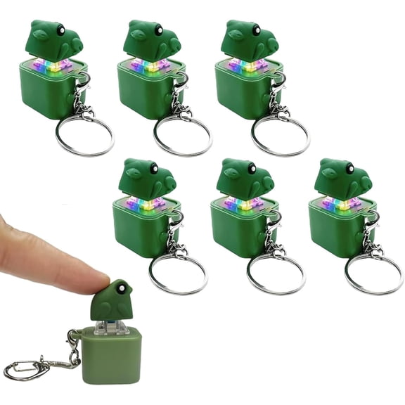 6 Pack Frog Fidget Toy Keychains with Sound and LED Lights, Rechargeable Clicker Sensory Toys for Desk Play and Stress Relief