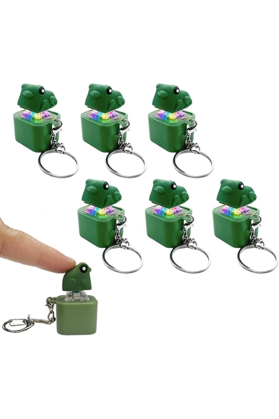 6 Pack Frog Fidget Toy Keychains with Sound and LED Lights, Rechargeable Clicker Sensory Toys for Desk Play and Stress Relief